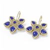 Image 3 : 31.28 ctw Sapphire Diamond Earrings 18K Yellow Gold - REF-687Y3X