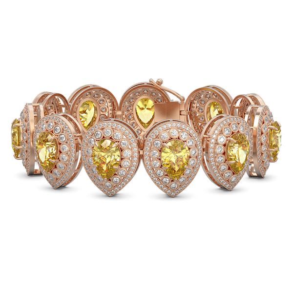 46.44 ctw Canary Citrine & Diamond Victorian Bracelet 14K Rose Gold - REF-1328H2R