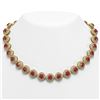 Image 1 : 82.17 ctw Certified Ruby & Diamond Victorian Necklace 14K Yellow Gold - REF-1800M2G