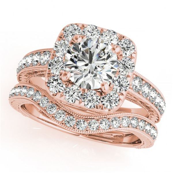 1.55 ctw Certified VS/SI Diamond 2pc Wedding Set Halo 14k Rose Gold - REF-176K2Y
