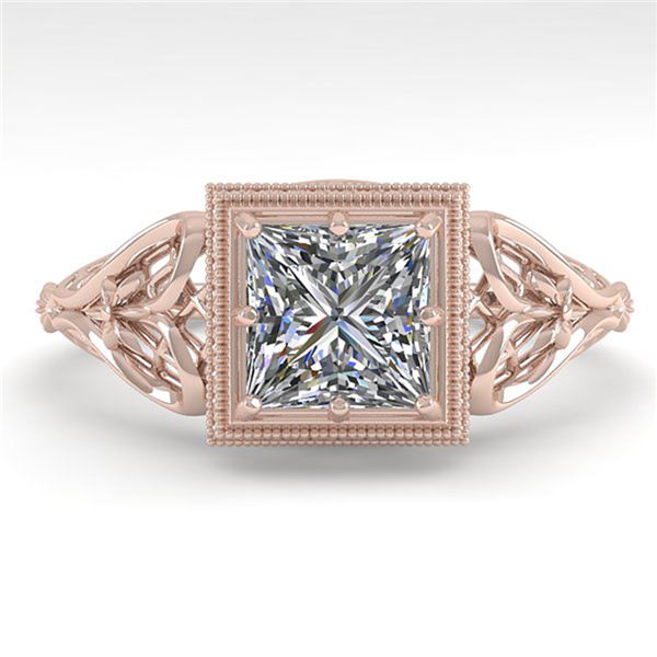 1.0 ctw VS/SI Princess Diamond Engagment Ring Art Deco 18k Rose Gold - REF-322M5G