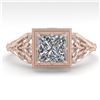 Image 1 : 1.0 ctw VS/SI Princess Diamond Engagment Ring Art Deco 18k Rose Gold - REF-322M5G