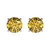 Image 1 : 1.04 ctw Certified Intense Yellow Diamond Stud Earrings 10k White Gold - REF-95Y3X