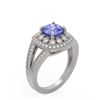 Image 2 : 2.74 ctw Certified Tanzanite & Diamond Victorian Ring 14K White Gold - REF-101G8W