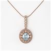 Image 2 : 3.82 ctw Aquamarine & Diamond Victorian Necklace 14K Rose Gold - REF-136Y8X