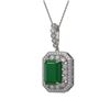Image 1 : 11.99 ctw Emerald & Diamond Victorian Necklace 14K White Gold - REF-327M3G