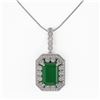 Image 2 : 11.99 ctw Emerald & Diamond Victorian Necklace 14K White Gold - REF-327M3G