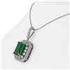 Image 3 : 11.99 ctw Emerald & Diamond Victorian Necklace 14K White Gold - REF-327M3G