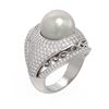 Image 1 : 2.5 ctw Diamond & Pearl Ring 18K White Gold - REF-270F4M