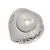 Image 3 : 2.5 ctw Diamond & Pearl Ring 18K White Gold - REF-270F4M