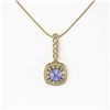 Image 2 : 2.6 ctw Tanzanite & Diamond Victorian Necklace 14K Yellow Gold - REF-100W2H