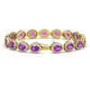 Image 2 : 16.76 ctw Amethyst & Diamond Micro Pave Halo Bracelet 10k Yellow Gold - REF-318A2N