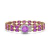 Image 1 : 14.31 ctw Amethyst & Diamond Bracelet 14K Yellow Gold - REF-178A2N