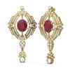 Image 2 : 11.24 ctw Ruby & Diamond Earrings 18K Yellow Gold - REF-505G5W