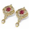 Image 3 : 11.24 ctw Ruby & Diamond Earrings 18K Yellow Gold - REF-505G5W