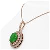 Image 3 : 9.17 ctw Jade & Diamond Victorian Necklace 14K Rose Gold - REF-245H5R