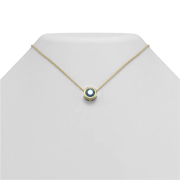 1 ctw Intense Blue Diamond Necklace 18K Yellow Gold - REF-167N3F