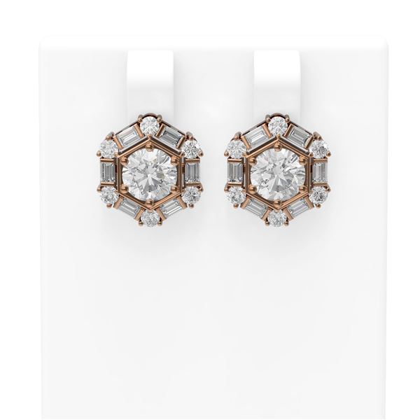 3.74 ctw Diamond Earrings 18K Rose Gold - REF-789H3R