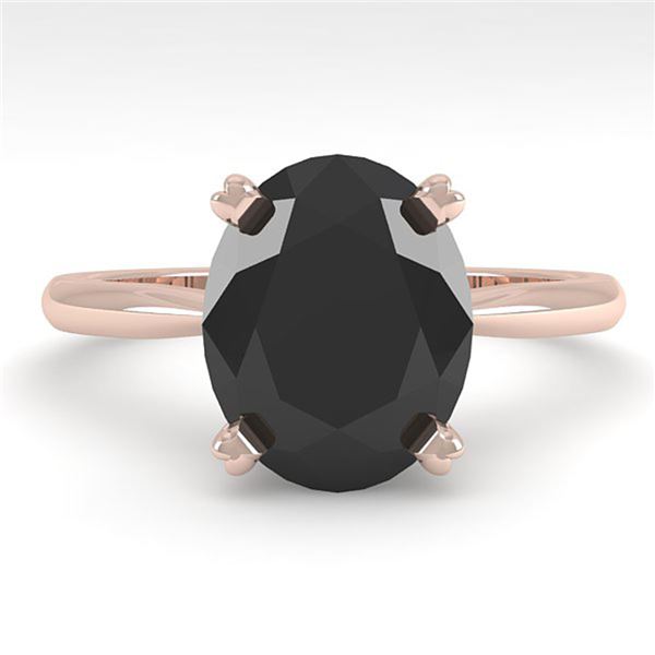 5.0 ctw Oval Black Diamond Engagment Designer Ring 18k Rose Gold - REF-147F2M