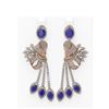 Image 1 : 19.89 ctw Sapphire & Diamond Earrings 18K Rose Gold - REF-889H3R