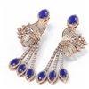 Image 3 : 19.89 ctw Sapphire & Diamond Earrings 18K Rose Gold - REF-889H3R