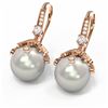 Image 3 : 1 ctw Diamond & Pearl Earrings 18K Rose Gold - REF-129G8W