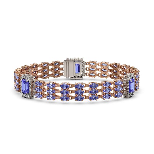 25.62 ctw Tanzanite & Diamond Bracelet 14K Rose Gold - REF-472Y8X