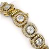 Image 3 : 10.39 ctw Cushion Cut Diamond Micro Pave Bracelet 18K Yellow Gold - REF-878G8W