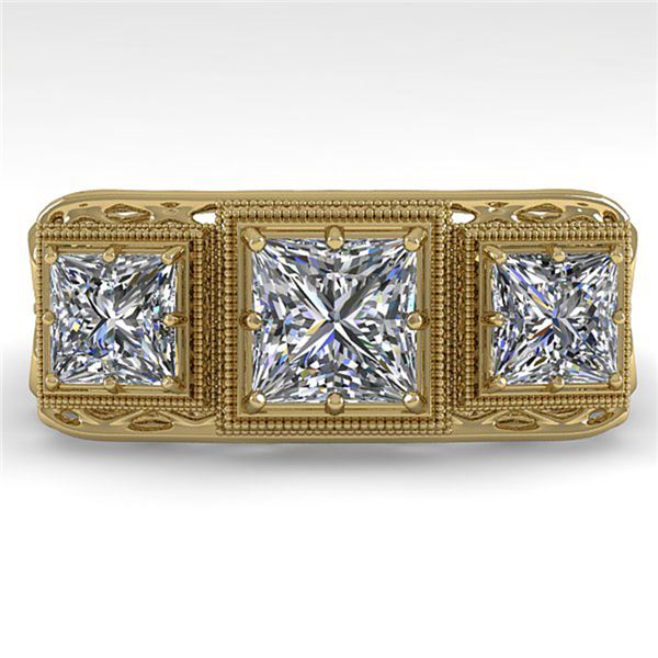 2 ctw Past Present Future Princess Diamond Ring Art Deco 18k Yellow Gold - REF-481K8Y