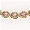 Image 3 : 35.13 ctw Morganite & Diamond Micro Pave Halo Necklace 10k Yellow Gold - REF-827Y8X