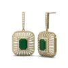 Image 2 : 16.73 ctw Emerald & Diamond Earrings 18K Yellow Gold - REF-600A2N