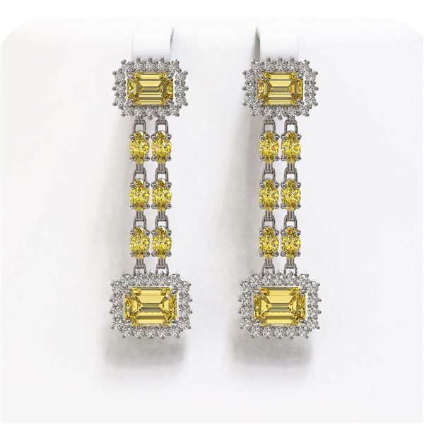 10.46 ctw Citrine & Diamond Earrings 14K White Gold - REF-192F8M