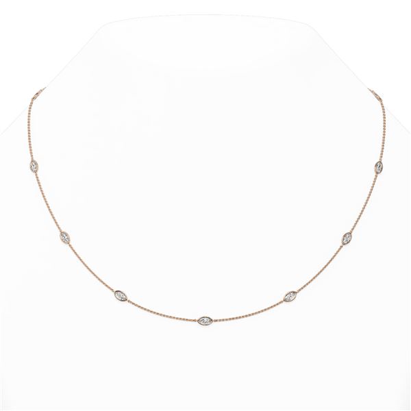 2.75 ctw Marquise Diamond Station Necklace 18K Rose Gold - REF-438G5W