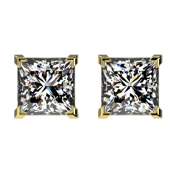 2 ctw Certified VS/SI Quality Princess Diamond Stud Earrings 10k Yellow Gold - REF-478H6R