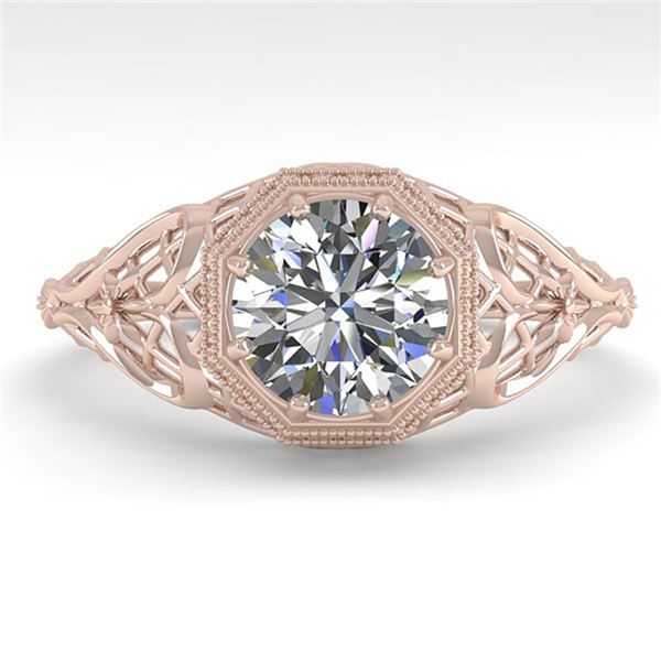 1.0 ctw VS/SI Diamond Engagment Ring Art Deco 18k Rose Gold - REF-299R4K