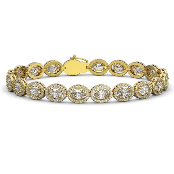 15.20 ctw Oval Cut Diamond Micro Pave Bracelet 18K Yellow Gold - REF-2101R2K