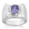 Image 1 : 2.83 ctw Tanzanite & Diamond Men's Ring 10k White Gold - REF-83W8H