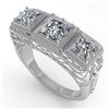Image 2 : 2 ctw Past Present Future Princess Diamond Ring Art Deco 18k White Gold - REF-481H8R