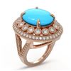 Image 2 : 9.07 ctw Turquoise & Diamond Victorian Ring 14K Rose Gold - REF-245M5G