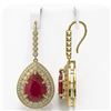 Image 2 : 31.74 ctw Certified Ruby & Diamond Victorian Earrings 14K Yellow Gold - REF-646G4W