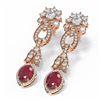 Image 3 : 8.66 ctw Ruby & Diamond Earrings 18K Rose Gold - REF-540H9R