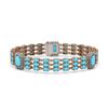 Image 1 : 20.55 ctw Turquoise & Diamond Bracelet 14K Rose Gold - REF-285X3A