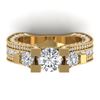 Image 1 : 5.5 ctw VS/SI Diamond Art Deco 3 Stone Micro Ring 14k Yellow Gold - REF-604H5R