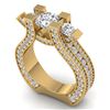 Image 2 : 5.5 ctw VS/SI Diamond Art Deco 3 Stone Micro Ring 14k Yellow Gold - REF-604H5R