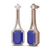 Image 2 : 13.11 ctw Sapphire & Diamond Earrings 18K Rose Gold - REF-323H6R