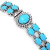 Image 2 : 21.22 ctw Turquoise & Diamond Bracelet 14K White Gold - REF-218F2M