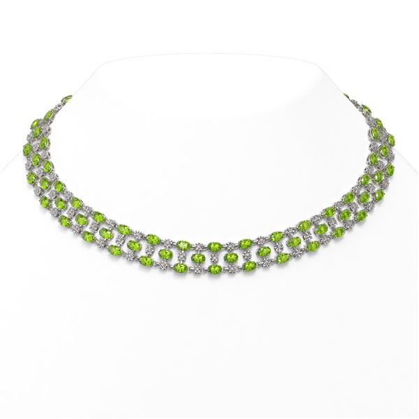 37.97 ctw Peridot & Diamond Necklace 10K White Gold - REF-427K3Y