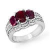 Image 1 : 3.50 ctw Ruby & Diamond Ring 18k White Gold - REF-132N2F