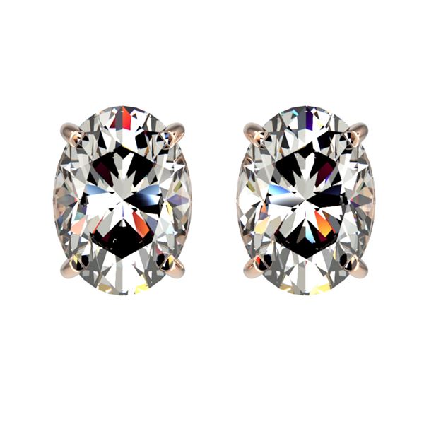 2 ctw Certified VS/SI Quality Oval Diamond Stud Earrings 10k Rose Gold - REF-478K6Y