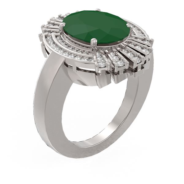 7.72 ctw Emerald & Diamond Ring 18K White Gold - REF-263M6G